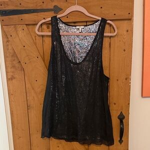 Joie Black Sequin Sleeveless Top